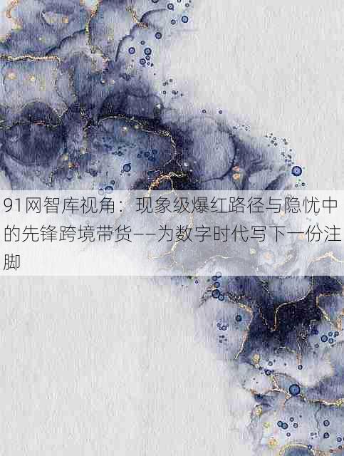 91网智库视角:现象级爆红路径与隐忧中的先锋跨境带货——为数字时代写下一份注脚