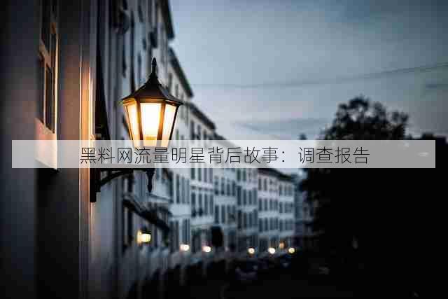 黑料网流量明星背后故事：调查报告